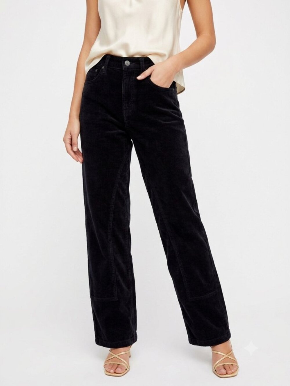 Free People We The Free High Rise Corduroy Pants 24 Black NWT
